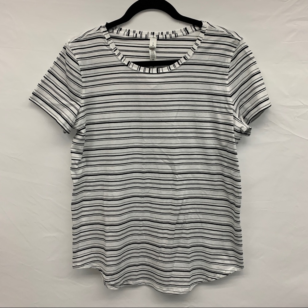 Lululemon Black White Stripe Athletic Shirt Top